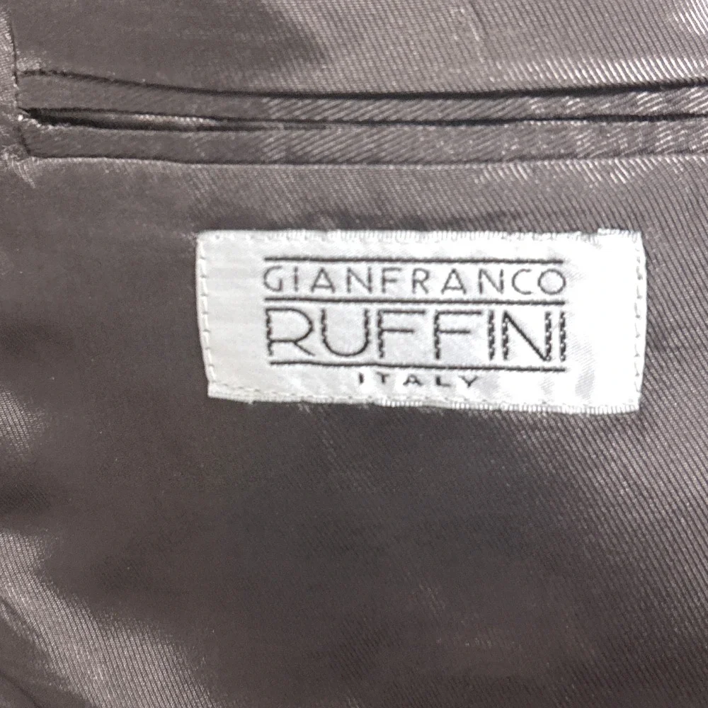 Vintage Gianfranco Ruffini Sport Coat 44L Brown Herringbone Camel Hair Tweed